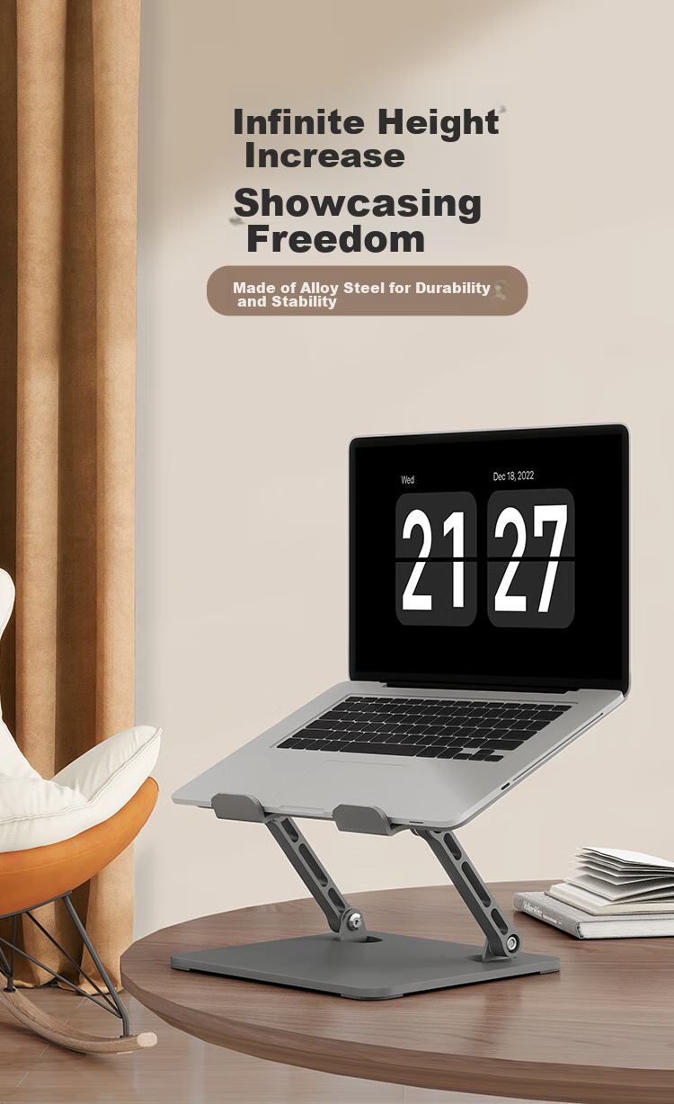 Подставка для ноутбука ATSCORE GFS01T, складная, из углеродистой стали, для охлаждения, вертикальный держатель для ноутбуков Huawei, Lenovo, Xiaomi, Apple, 11-17 дюймов, серая