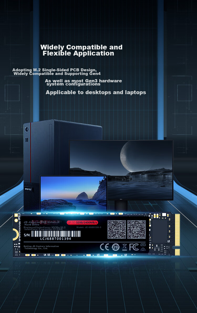 SSD накопитель JD Original 2TB M.2 NVMe, PCIe Gen3 x4, скорость чтения до 3400 МБ/с, запись до 2700 МБ/с, 5 лет гарантии