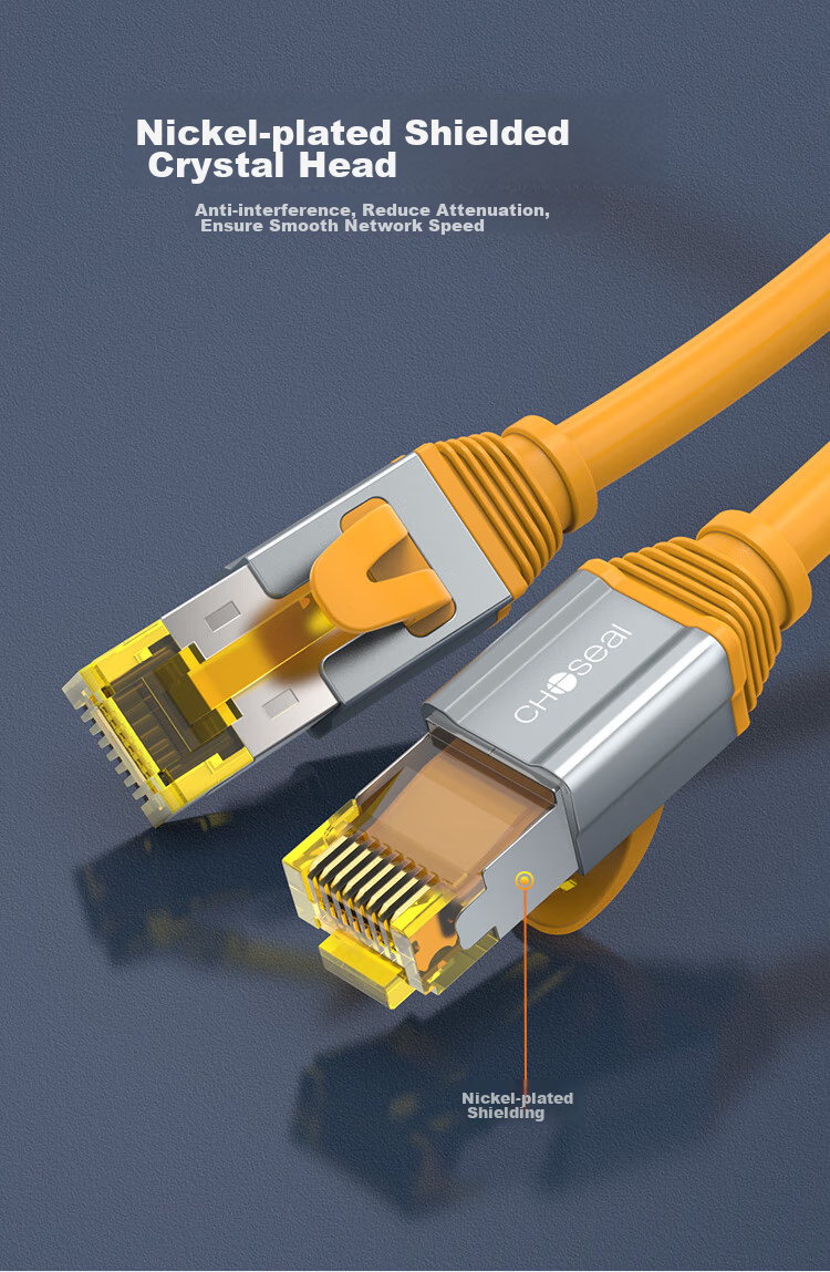 Сетевой кабель CHOSEAL Cat6a, 10 Гбит/с, двухэкранированный, чистая медь, 1.5 метра, оранжевый