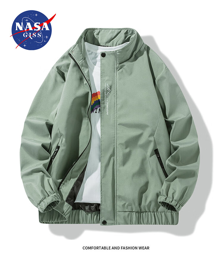 Мужская куртка NASA GISS, трендовая, весна-осень, с воротником-стойкой, свободная, повседневная, универсальная, черная, XL