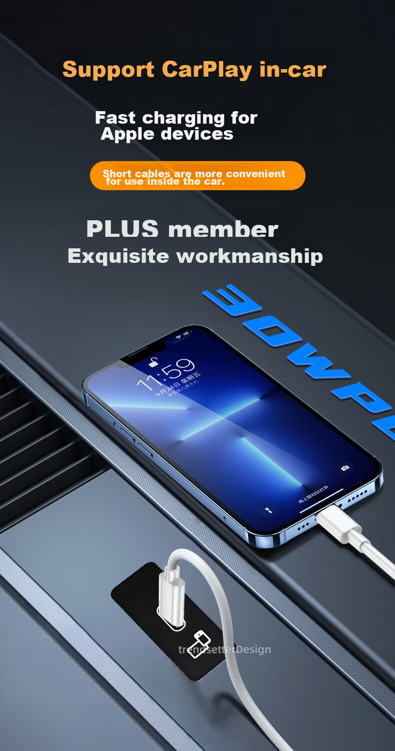Кабель Trendsetter для Apple PD Type-C на Lightning, 25 см, белый, 3A