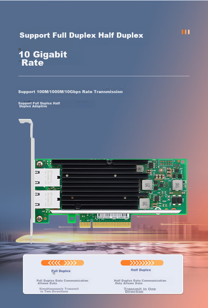 Сетевая карта EB-LINK X540-T2, 2 порта 10G RJ45, чипсет Intel X540, PCI-E x8