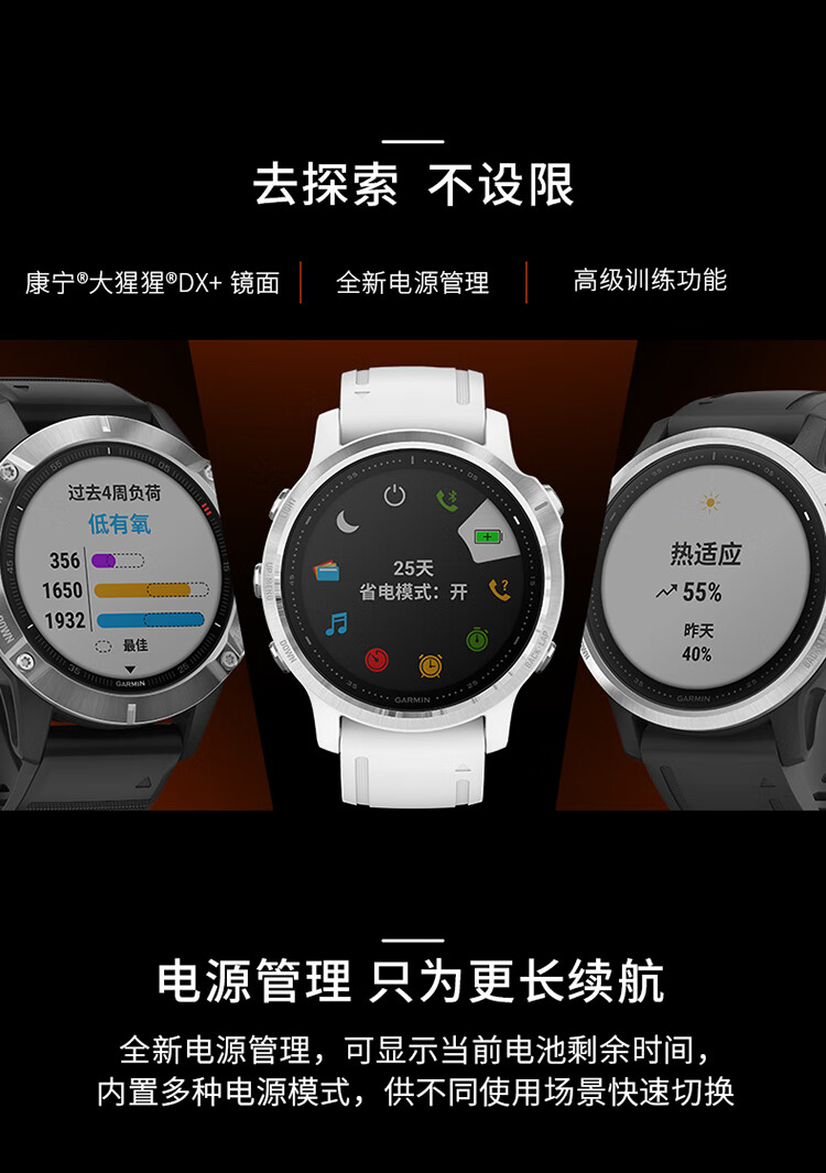 佳明（GARMIN）Fenix 6运动版银色智能手表 运动手表（身体电量监测+无线支付+血氧测量+多卫星系统导航）