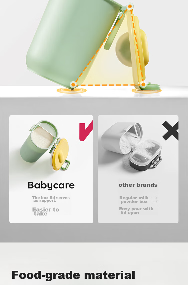 Детский контейнер для смеси Babycare, вместительный, форма динозавра, цвет кремово-желтый, 555 мл