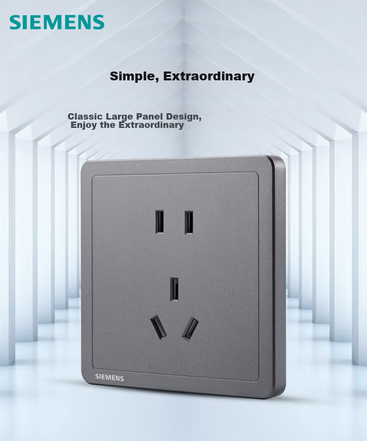 SIEMENS Выключатель тройной одинарный Zhi Dian Dark Gray Silver 5TA14313NC07