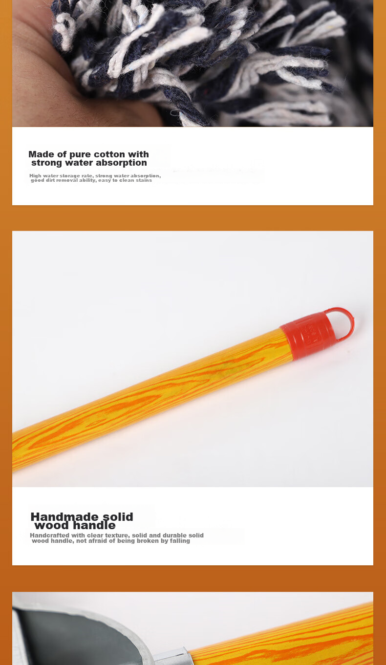 Швабра Home Maid с деревянной ручкой, хлопковая, ширина 40 см, большая, для мытья автомобиля, уборки пыли на производстве, рекомендуется для клининговых услуг