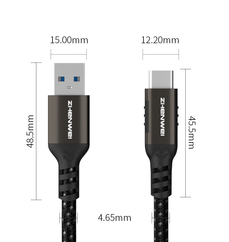 Кабель ZHENWEI USB 3.2 Type-C, 3 метра, 10 Гбит/с, 3А, для Apple, Huawei, Xiaomi