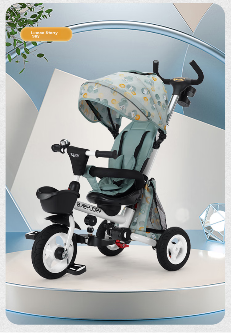 Детский трехколесный велосипед BABYJOEY Knight TT56 Aurora Beidou, складной, с родительской ручкой, корзиной и козырьком, для детей от 1 до 5 лет
