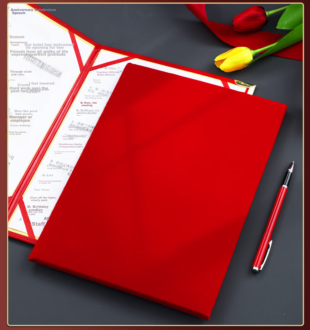 Папка для выступлений Longe Poetry Recitation Folder, красная, для речи, договоров, сценариев, с возможностью персонализации, кожаная версия, 2 шт.