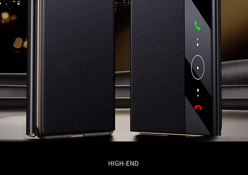 Чехол ZhengJian для Huawei Mate XT/XTs, коллекционное издание, флип-чехол из натуральной кожи, противоударный, ультратонкий, с окном для смарт-флипа, цвет "Розовый"