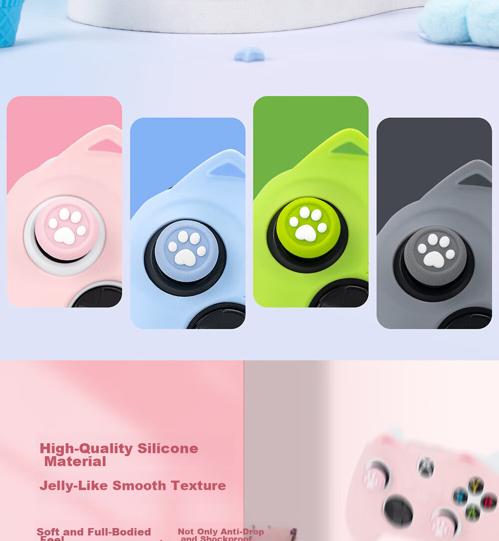 Чехол для геймпада Jixiang Xbox, зеленый, силиконовый, с колпачками для джойстика в виде кошачьей лапы