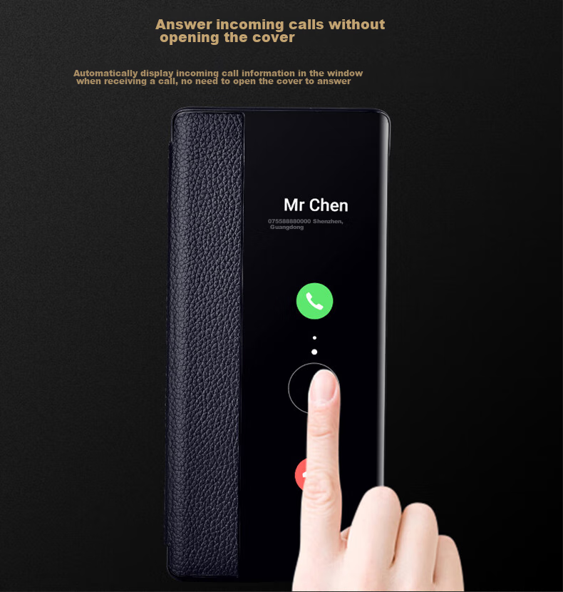 Чехол ZhengJian для Huawei Mate30 RS Porsche Design, флип-чехол с окном, противоударный, с функцией Smart Sleep, черный