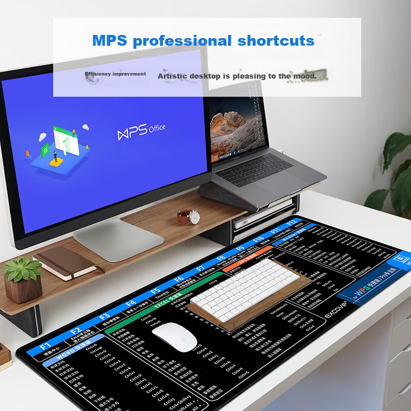 Коврик для мыши EXCO WPS Shortcut, большой игровой коврик для ноутбука, офисный, для ПО Excel, PPT, для студентов, 800x300x2 мм