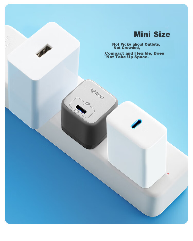 Сетевое зарядное устройство BULL PD20W GNV-AF120 для Apple iPhone 15/14/13/12/11/X/8, быстрая зарядка 20 Вт, черный