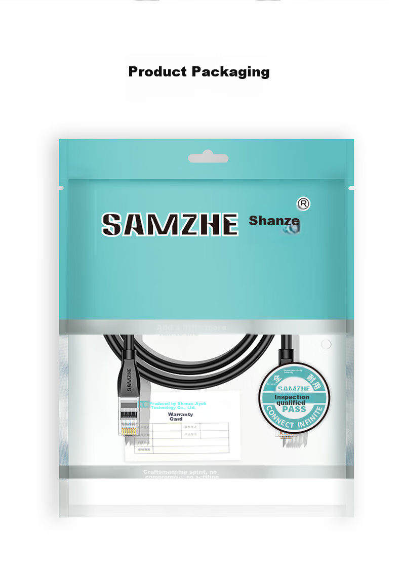 Кабель Ethernet SAMZHE Cat6A, 20 метров, гигабитный патч-корд для домашней компьютерной сети, 8-жильный витой пары, совместим с гигабитными сетями, с двойными разъемами, черный D6A200