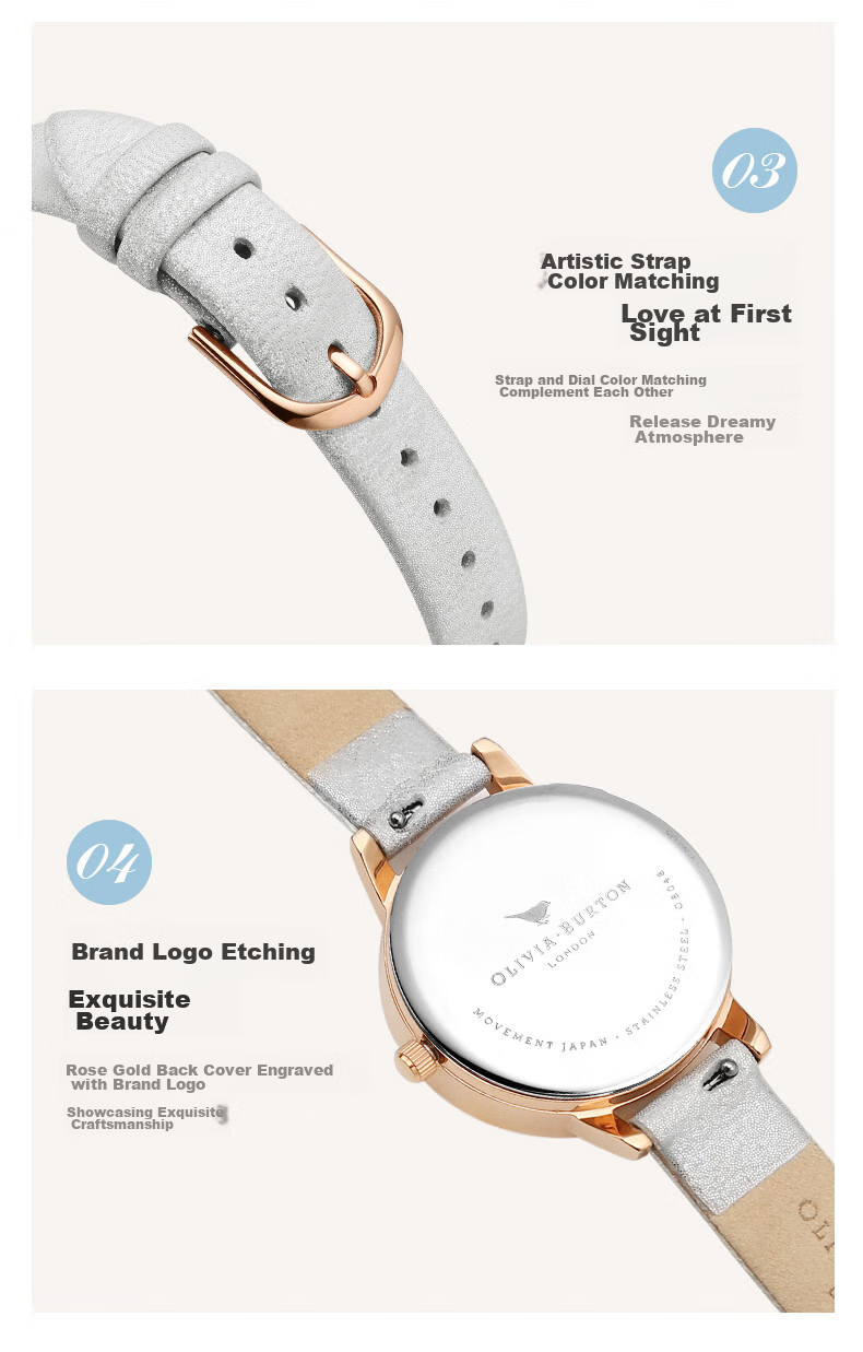 Женские часы OLIVIA BURTON OB16US26, кварцевые, синие, кожаный ремешок, диаметр 30 мм