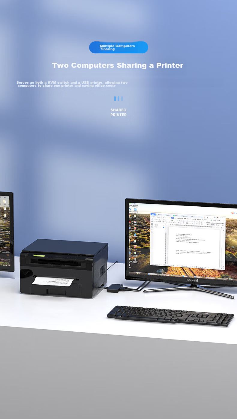 KVM-переключатель BIAZE HDMI, 2 входа, 4K HD, для совместного использования клавиатуры, мыши и принтера двумя компьютерами