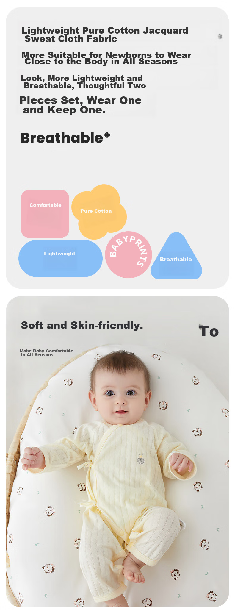 Детский комбинезон Babyprints, 2 шт., 100% хлопок, для новорожденных, тонкий, на все сезоны, дышащий, розовый и желтый, размер 66