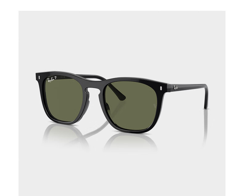 Солнцезащитные очки RayBan ORB2210F, квадратная оправа, 901/31 Черная оправа с зелеными линзами, размер 53
