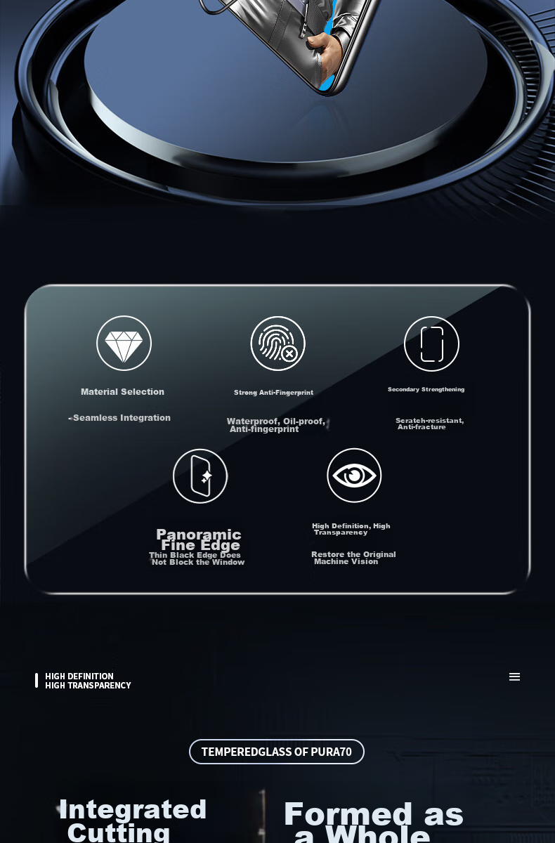 Защитное стекло BLUEO для Huawei Pura70/80, OPPO FindX8, противоударное, антибликовое, HD прозрачное, закаленное стекло