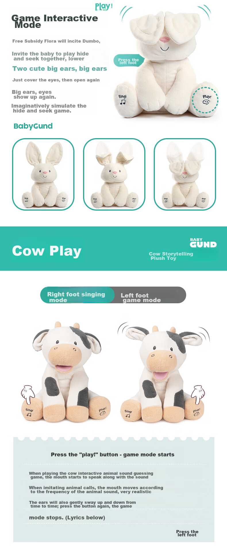 Плюшевая игрушка Gund "Медвежонок на День Рождения", музыкальная, новогодняя, подарок для малыша