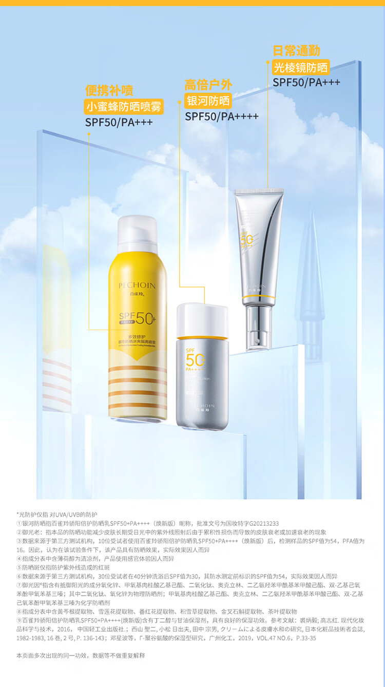 百雀羚（PECHOIN）银河防晒霜SPF50+PA++++防晒乳50g轻薄透气高倍防晒