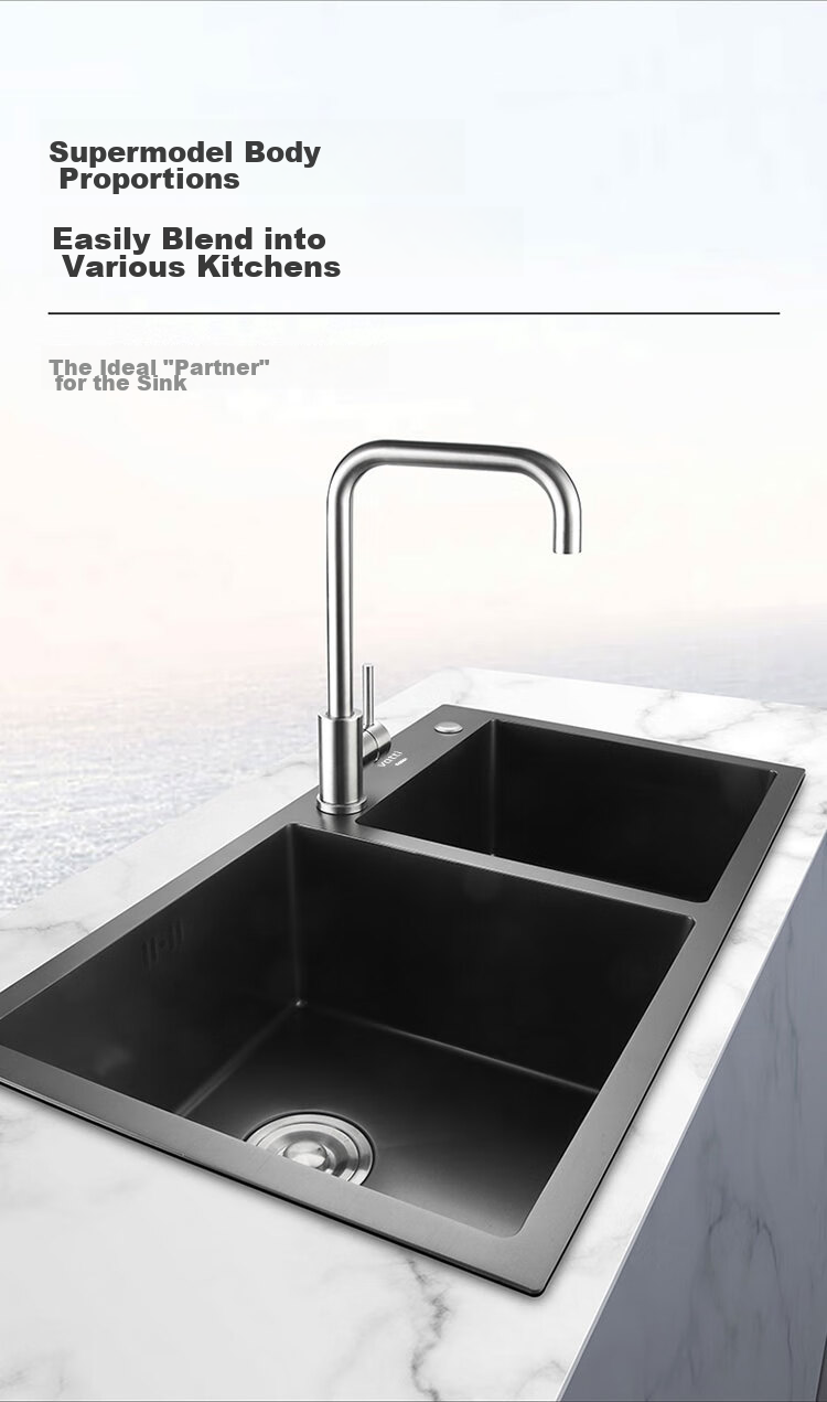 Смеситель для кухни VATTI 061101, горячая и холодная вода, нержавеющая сталь SUS304, поворотный излив на 360°, однорычажный, матовый