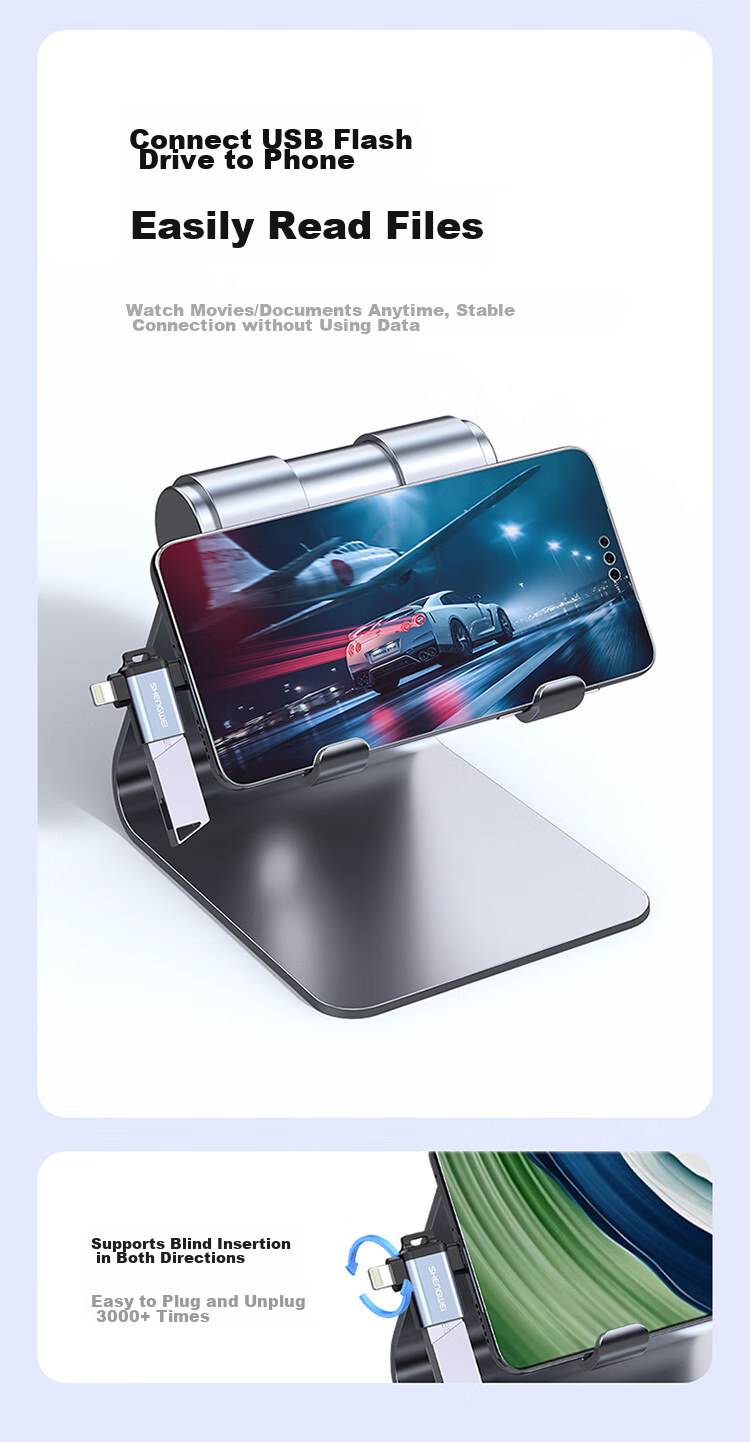 Адаптер Shengwei OTG Type-C + Lightning, USB 3.2, многофункциональный кабель данных, для подключения телефона к UDisk, кард-ридеру, клавиатуре и мыши, для Apple 15-17 Android, EDU0001J