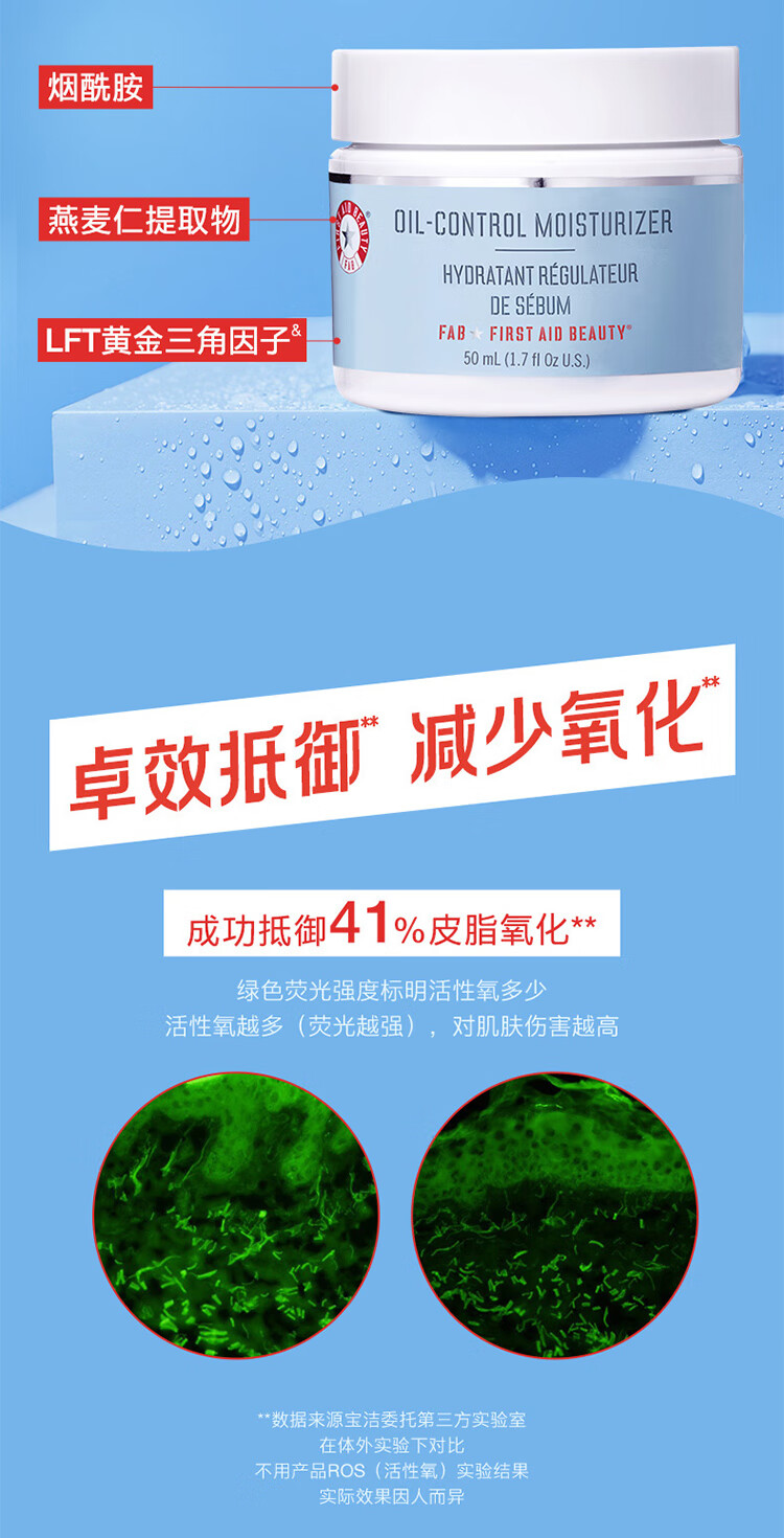 急护美人（First Aid Beauty）控油舒缓乳50ml(控油哑光 油皮乳液 控油面霜 男女敏感肌 护肤品)
