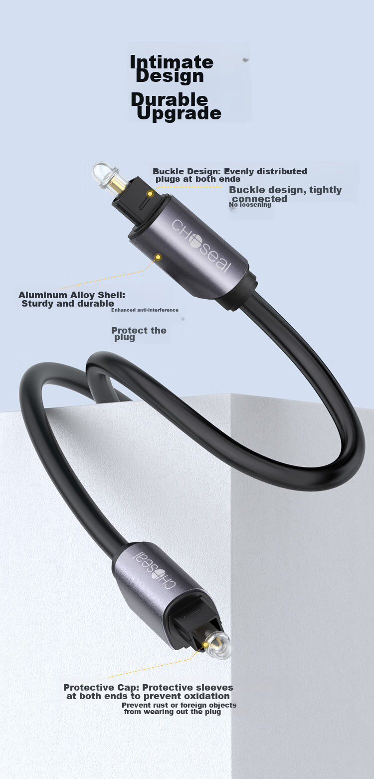 Цифровой оптический аудиокабель CHOSEAL QS1106A, 3 метра, для ТВ, DVD, проектора, усилителя, домашнего кинотеатра, SPDIF