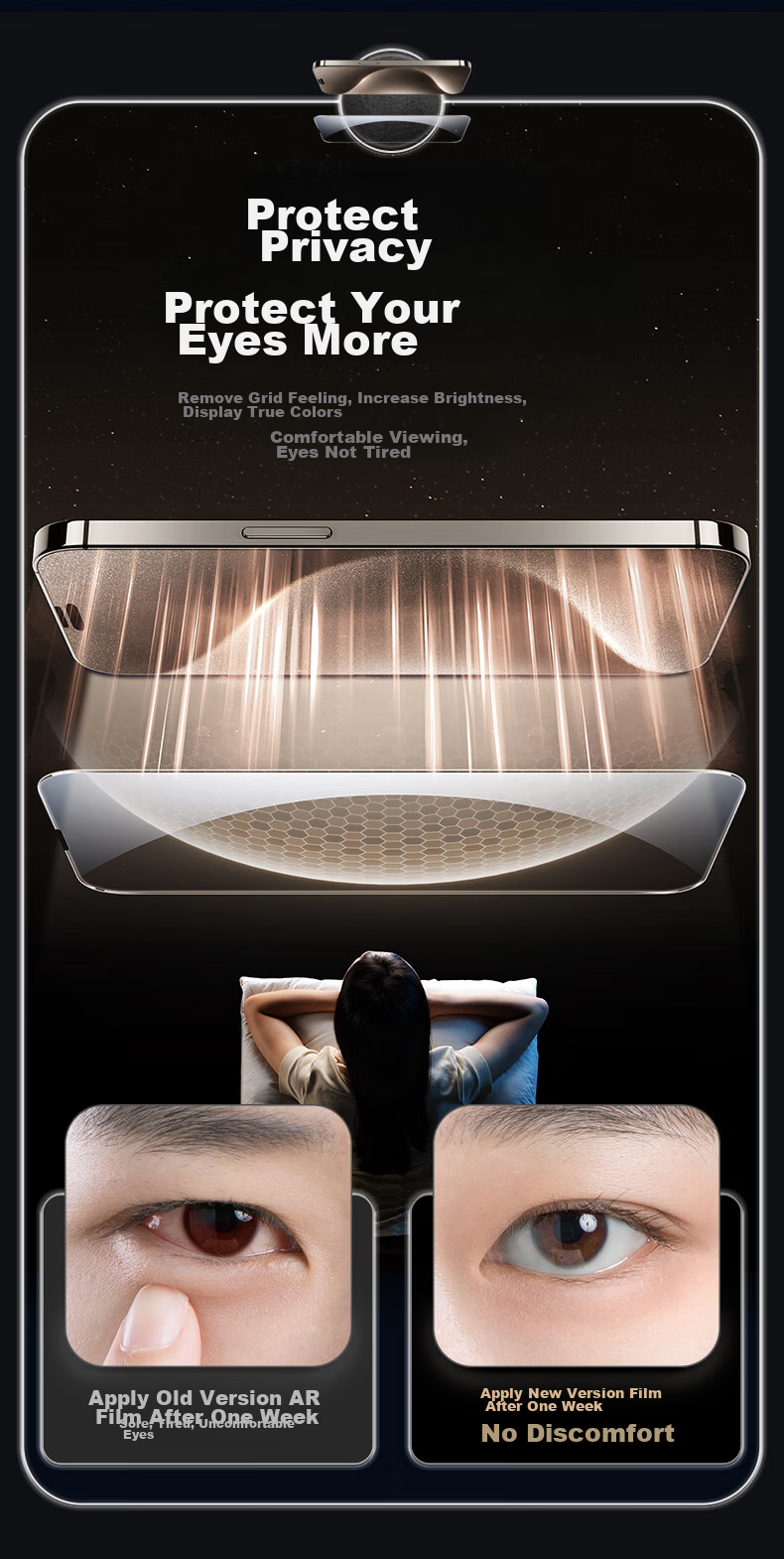 Защитное стекло для экрана DIVI Corning Privacy Screen Protector (2 шт.) для Apple iPhone 14 Pro Max, антибликовое, антипесковое, полное покрытие, защита конфиденциальности, простота установки, защита от отпечатков пальцев, установка без пыли