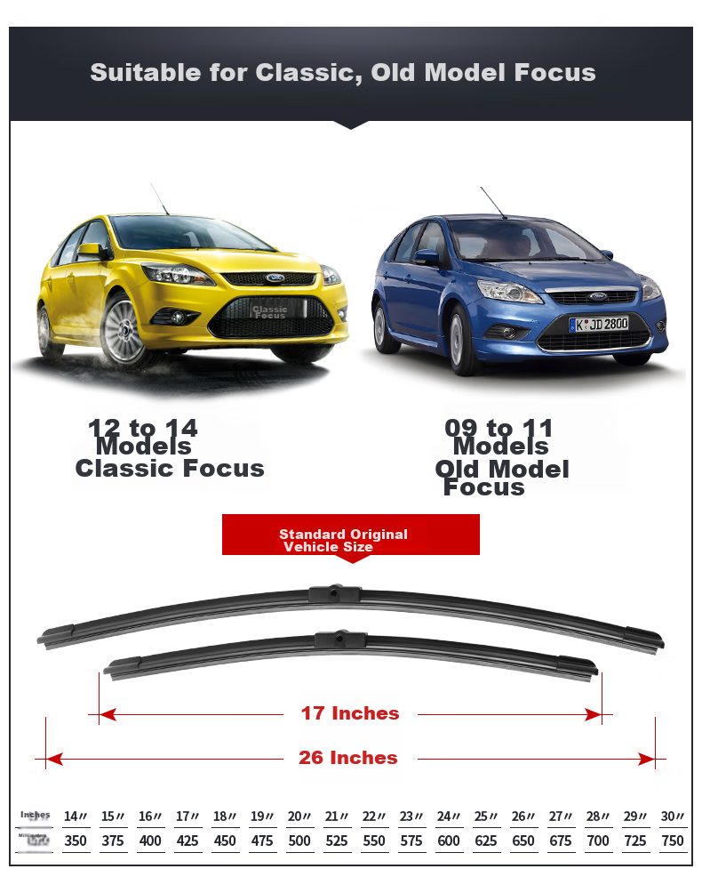 Дворники Meisim для Ford New Focus (2012-2018), бескаркасные, 29 дюймов
