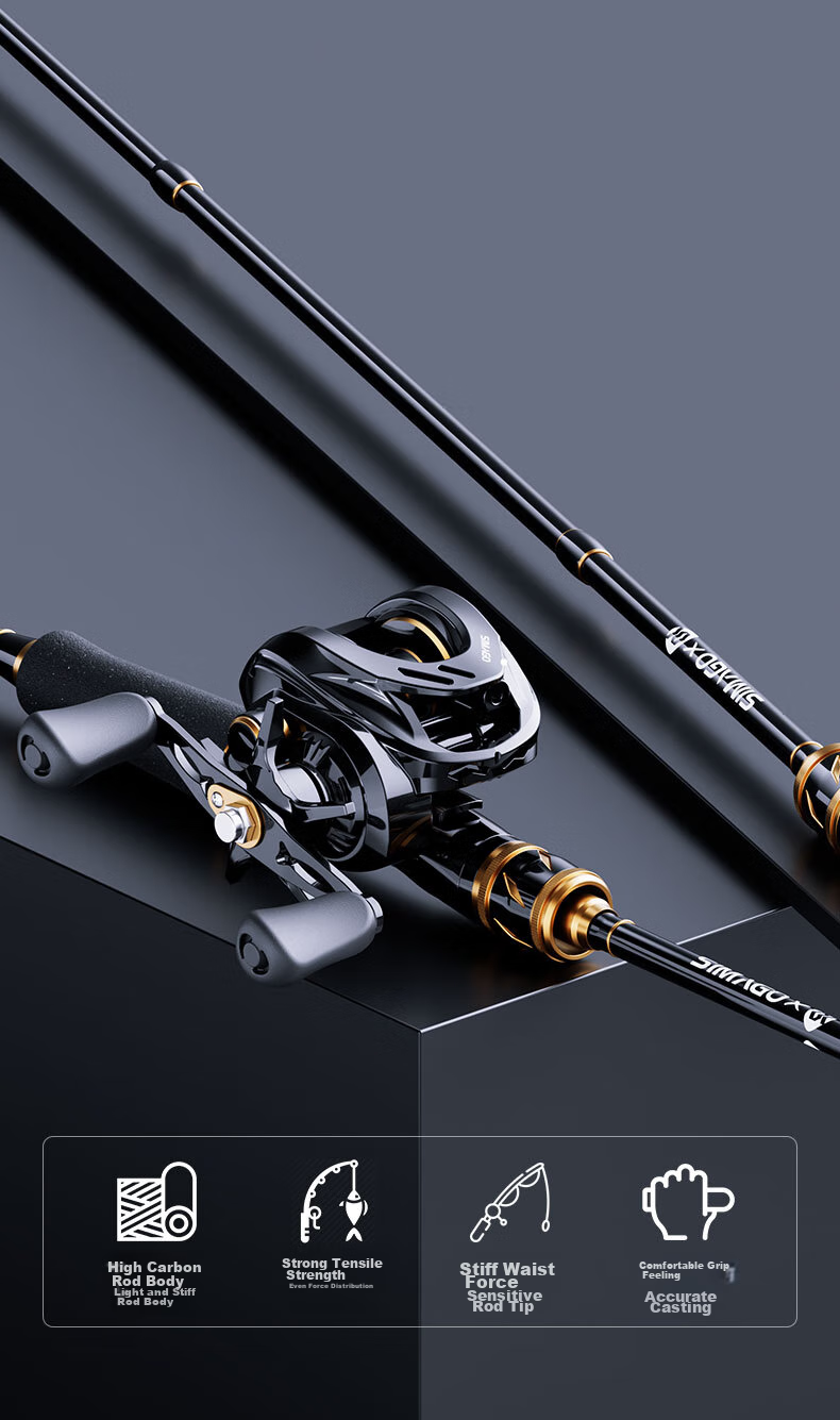 Удилище SIMAGO Ximan Duo Lure Rod с рукояткой пистолетного типа и катушкой для заброса, универсальное ультралегкое жесткое удилище для морской рыбалки, 2.1 метра, леворукое