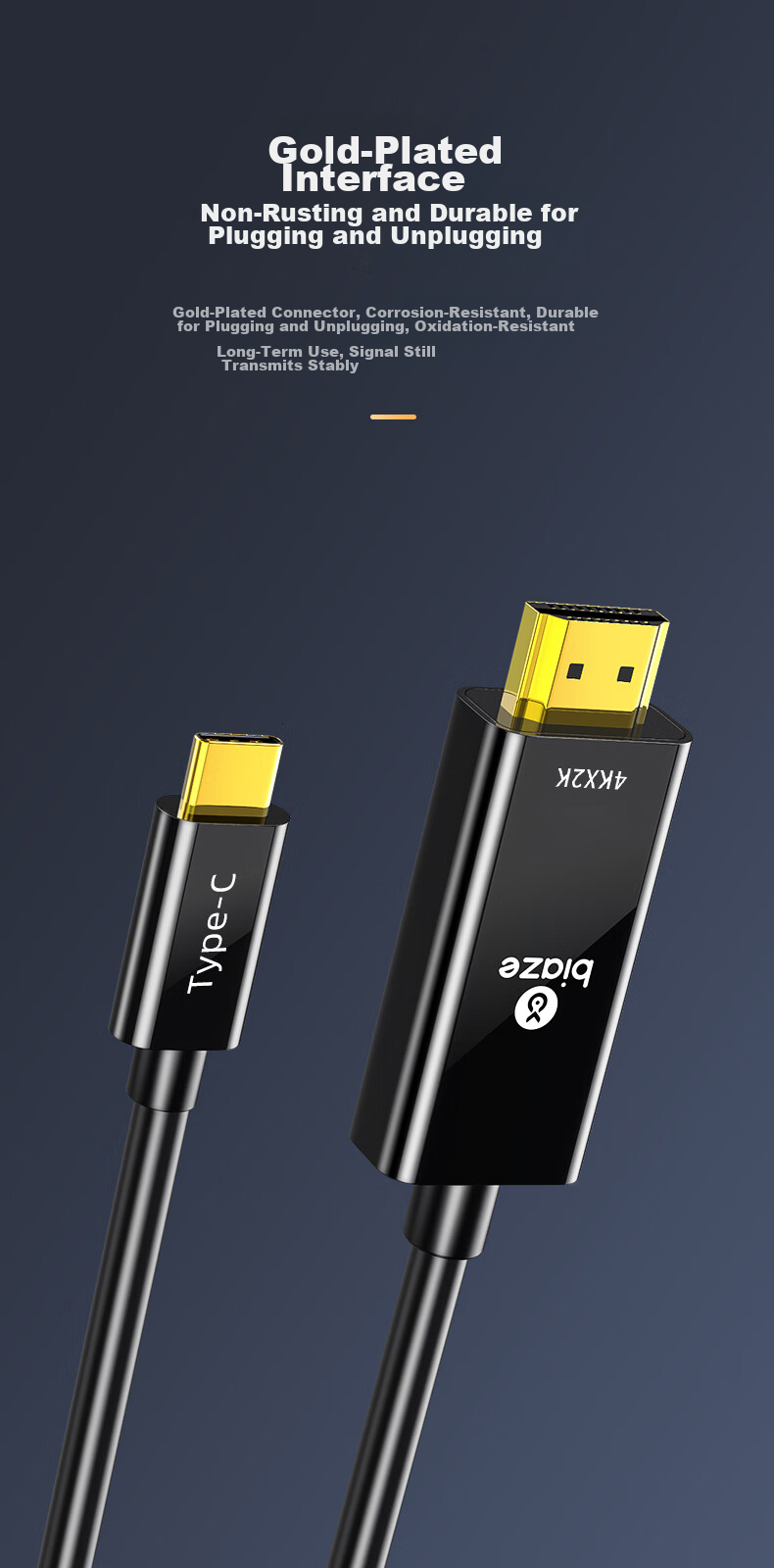 Кабель-переходник BIAZE Type-C на HDMI, 1.5 метра, 4K HD