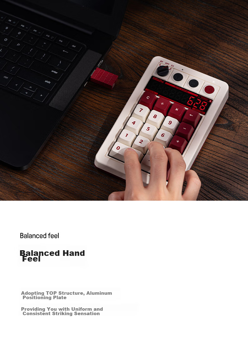 Компактная механическая клавиатура 8BitDo Retro18 Digital Keyboard, 3 режима подключения (Bluetooth, 2.4G, проводное), белая
