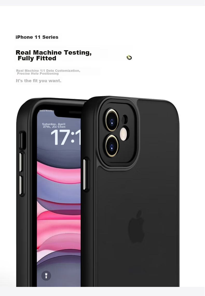 Чехол KEKLLE для Apple iPhone 11, полупрозрачный матовый, черный, противоударный, с защитой от отпечатков пальцев