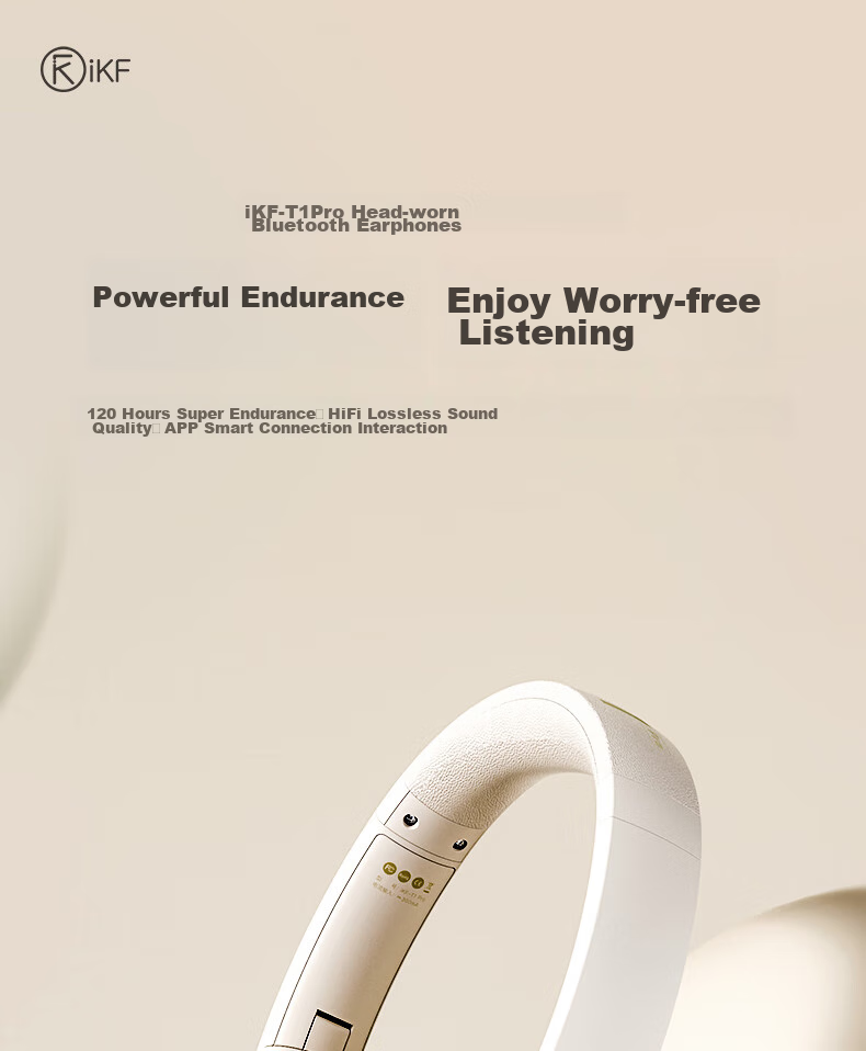 Беспроводные накладные наушники iKF T1 Pro с пространственным звуком, Hi-Fi аудио, Bluetooth 5.4, шумоподавление, белый