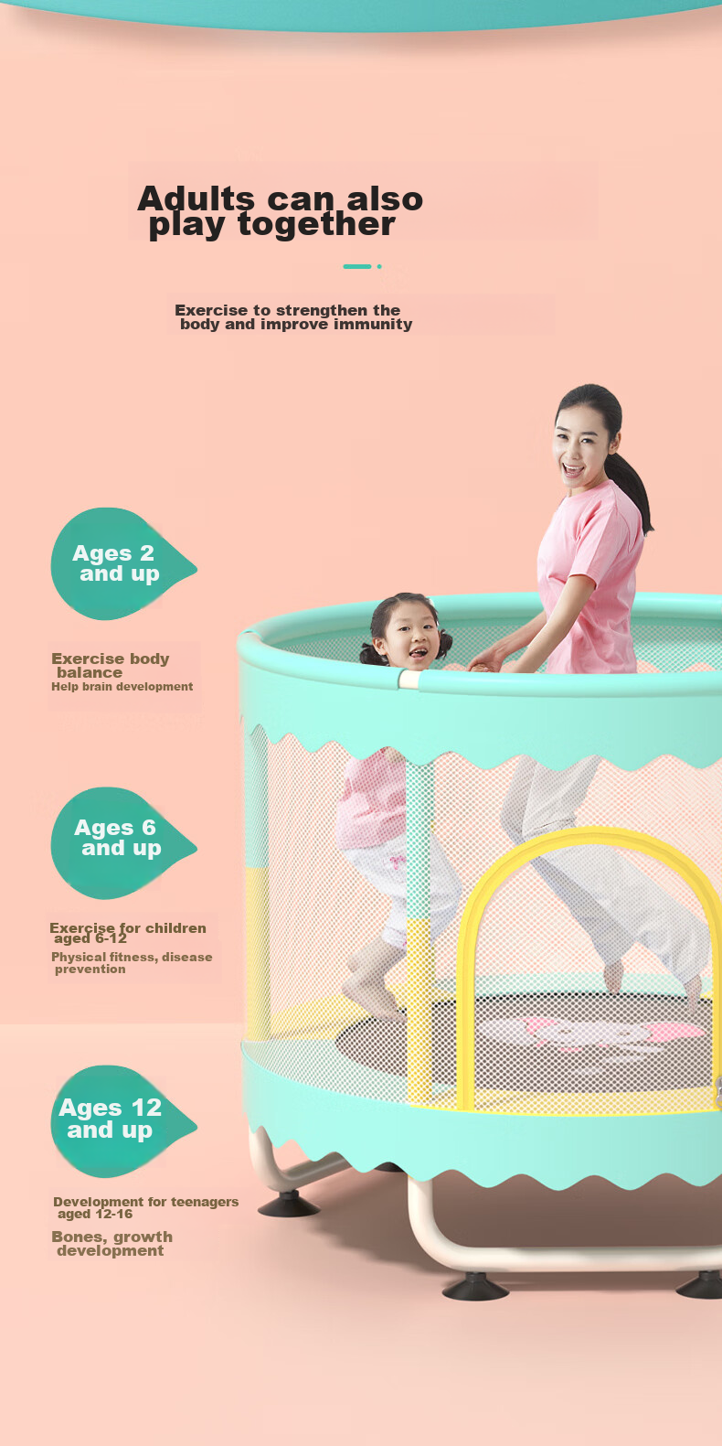 Детский батут Mdikawe для дома, игровой батут для детей от 1-2 лет, подарок на Новый год и день рождения