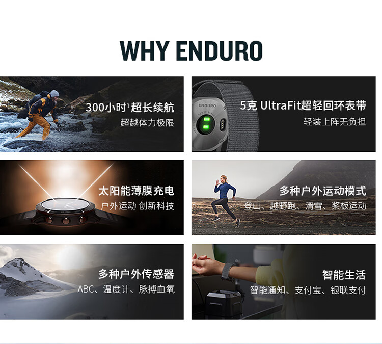 佳明（GARMIN）Fenix6X太阳能户外运动手表Enduro滑雪心率5XP 腕表 Enduro 耀银版
