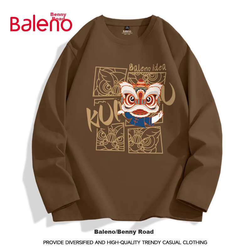 Мужская футболка с длинным рукавом Baleno, молодежный тренд, дышащий внутренний слой из чистого хлопка, круглый вырез