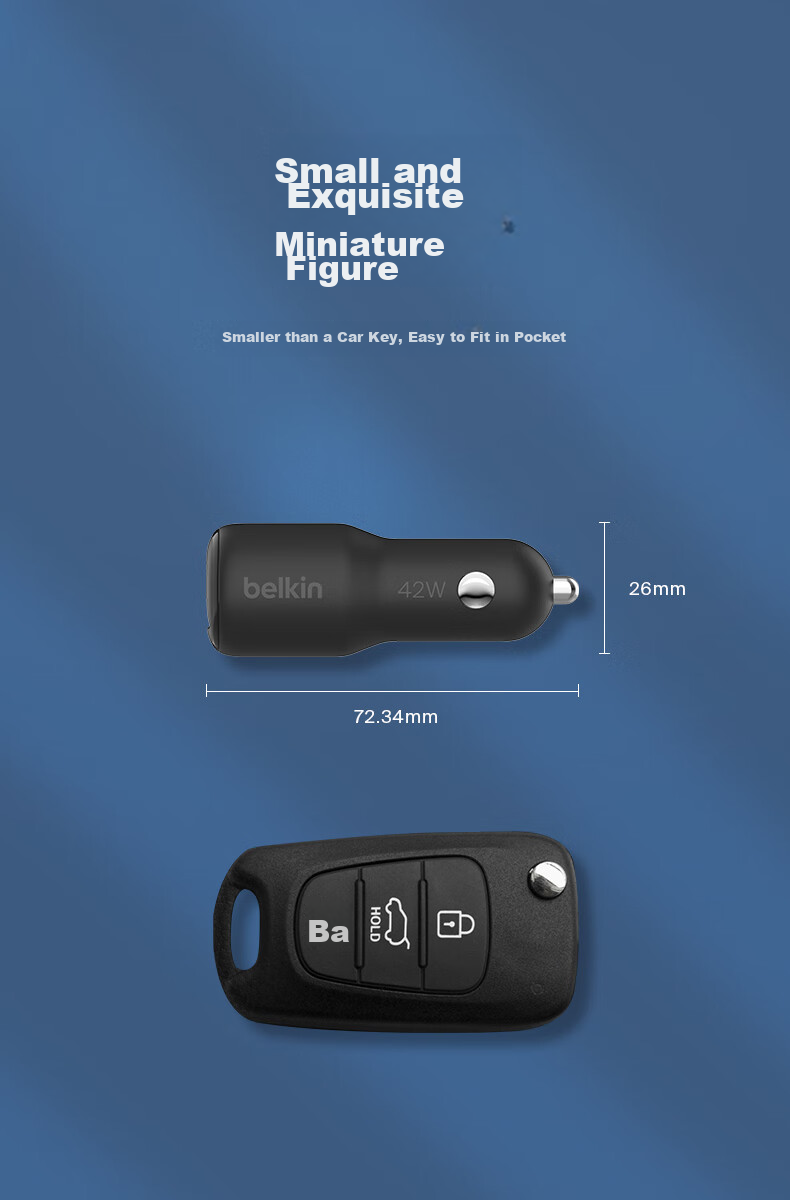 Автомобильное зарядное устройство BELKIN Type-C, 30 Вт, быстрая зарядка Apple PD, адаптер USB от прикуривателя, CCA004