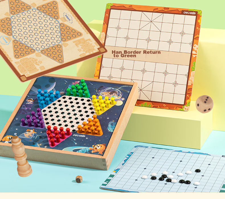 Набор настольных игр Deli 10-в-1 для Го, Шахмат, Гомоку, Шашек, Комбинированные игры, Многофункциональные настольные игры, Подарок на начало учебного года