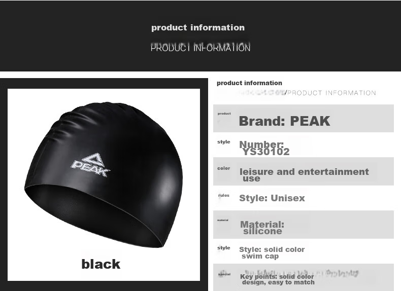 Плавательная шапочка PEAK Silicone, водонепроницаемая, с защитой ушей, удобная, увеличенная, для длинных волос, для мужчин и женщин, взрослых, для профессиональных тренировок, серебристая