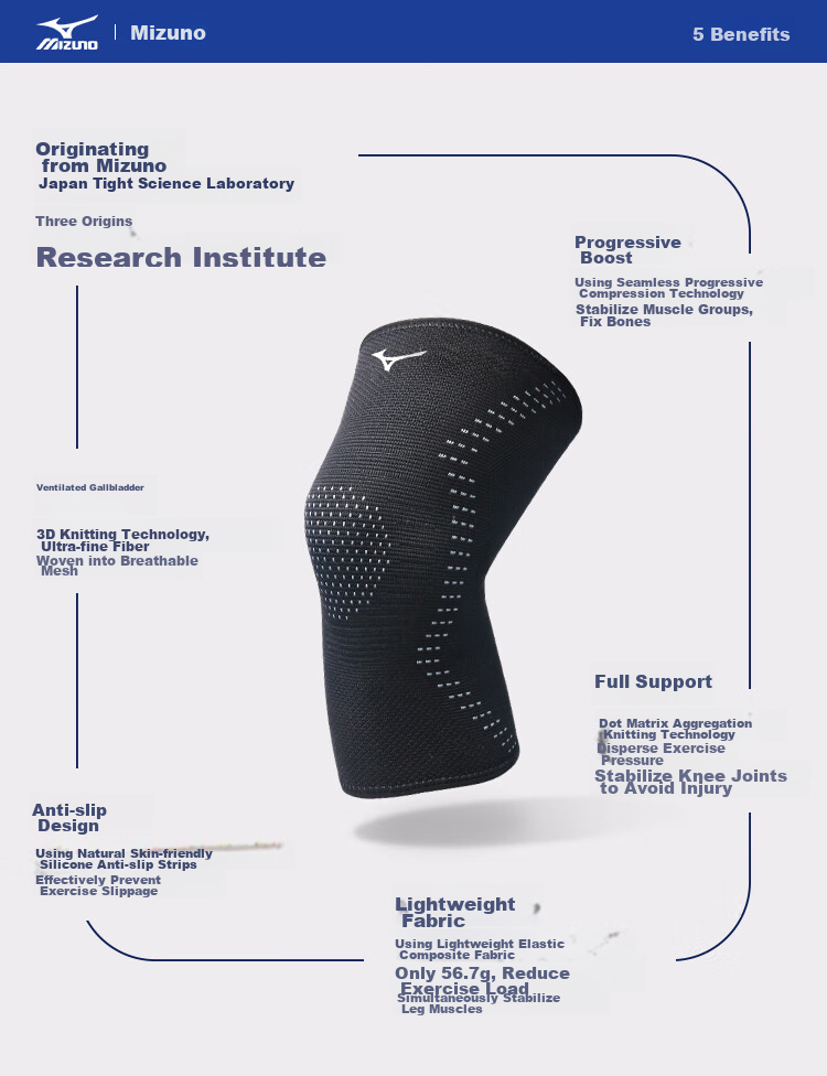 MIZUNO Наколенники для спорта, бега, пеших прогулок, при травмах мениска, для мужчин и женщин, для баскетбола, бадминтона, синовита, L - 2 пары