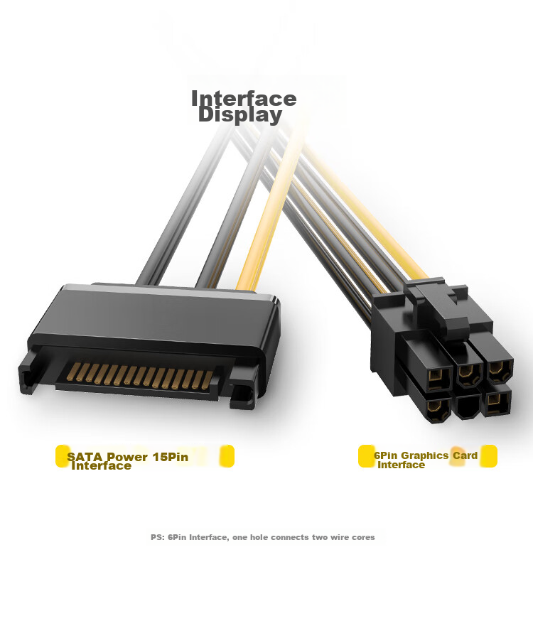 UGREEN Кабель питания видеокарты SATA 15P на 6P, адаптер питания для корпуса компьютера, 50943