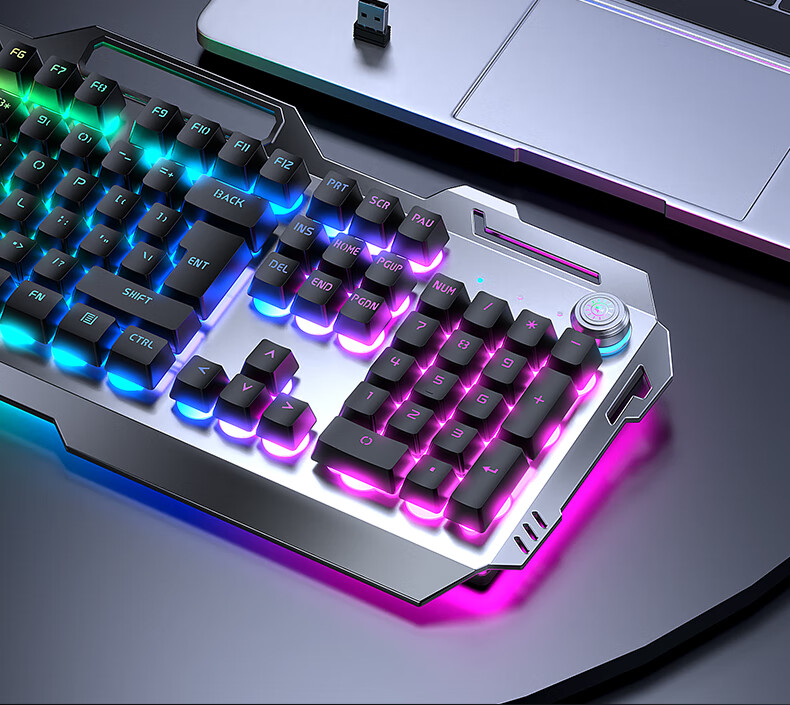 Беспроводной игровой комплект EWEADN GX810: клавиатура с механическим откликом и мышь, перезаряжаемый, с подсветкой, белый