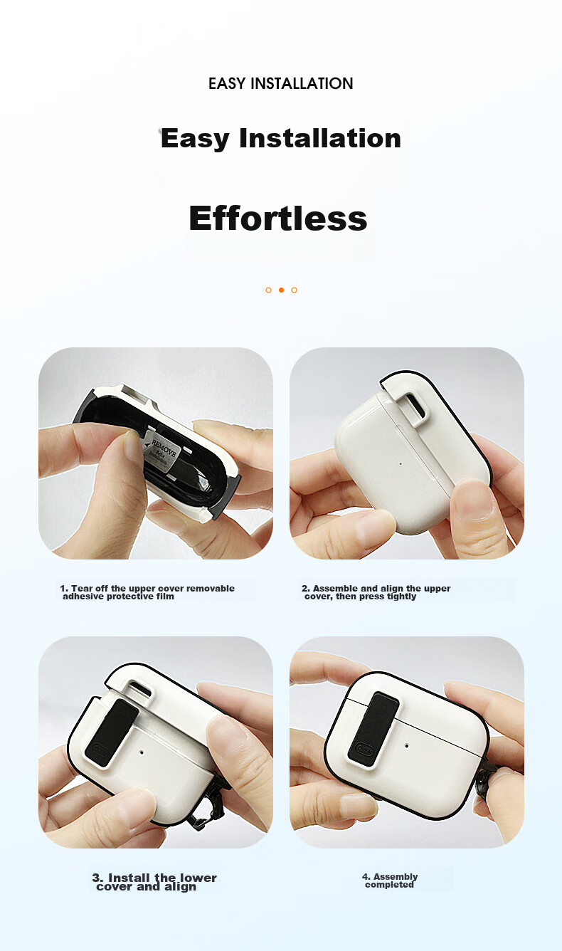 Защитный чехол PISEN для Apple AirPods Pro 2-го поколения, противоударный, с защитой от потери, белый