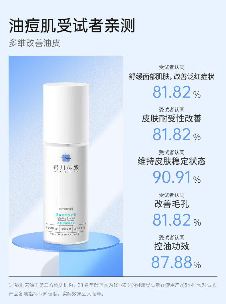 希川科颜清爽舒缓控油乳柔肤乳液保湿滋润温和清爽不粘腻100ml