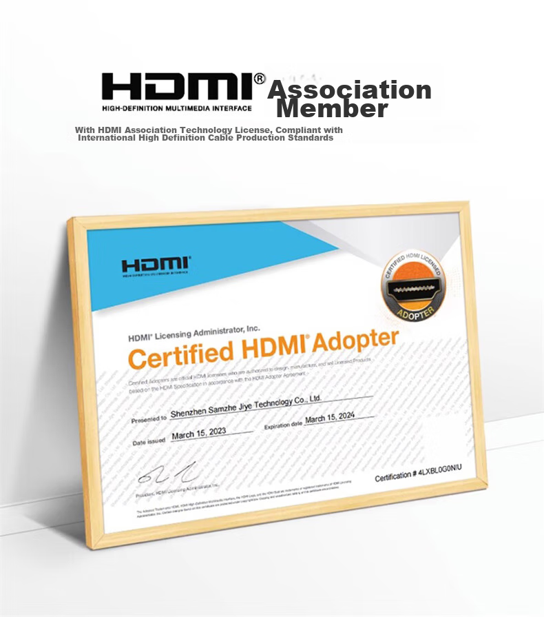 Кабель SAMZHE HDMI 2.1, 2 метра, 8K 60Hz, 4K 240Hz, для ноутбуков и ТВ-приставок, для подключения мониторов и проекторов, кабель высокой четкости
