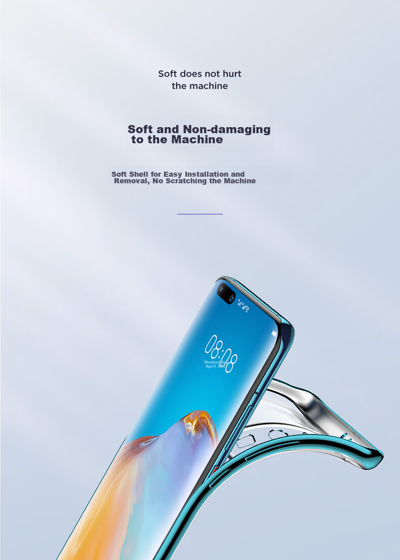 Чехол для Huawei P40 DIVI, силиконовый, прозрачный, противоударный, полный комплект защиты объектива